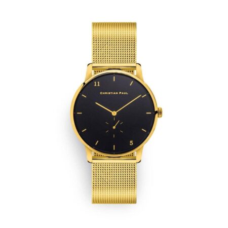 שעון לנשים "סייביל" בצבע זהב עם רקע שחור ורצועת רשת זהב