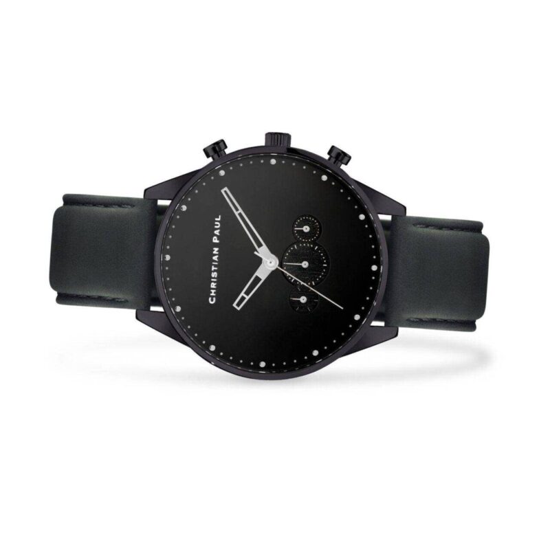 שעון לגבר "ריג'יי" בצבע שחור עם רקע שחור ורצועה באפור כהה - תמונת צד